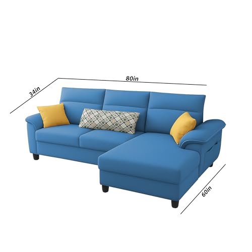 Image of Casaliving Seams RHS 4 Seater L Shape Sofa for Living Room (Turquise Fabric) Premium Fabric Sofa