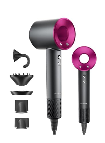 Supersonic Hair Dryer with Diffuser Negative Ion Blow Dryer 110 000 RPM Brushless Motor 3 Heat Settings High-Speed Fast Drying Professional Hair Dryer with 5 Attachments