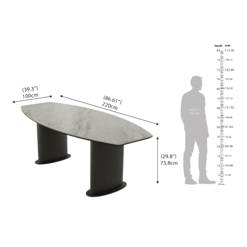 Image of Wakefit Crosne Dining Table - Antalia Beige - 6 Seater I Marble Finish I Vitrified Tile Top I Antalia Beige