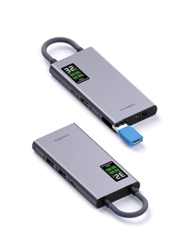 Image of Hagibis USB C Hub with LCD Display Type C Docking Station Multiport Adapter 4K@60Hz HDMI,100W PD Gigabit Ethernet for MacBook Pro iPad Laptop (6in1)