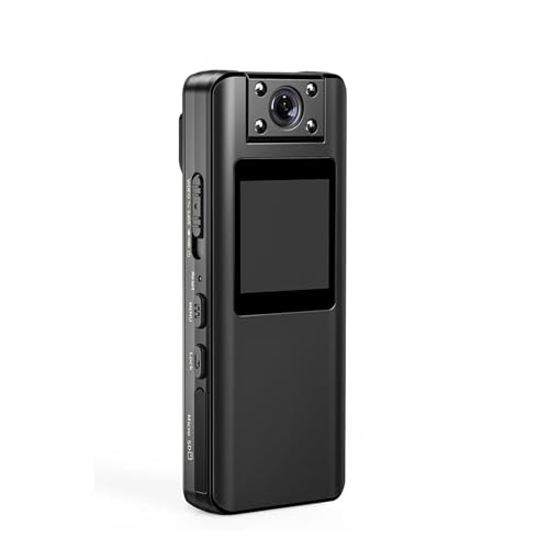 LLOOPK Mini cámara portátil A22 montada en el Cuerpo, 1080P HD, 4 Uds., luz de visión Nocturna IR con Clip Trasero, videocámara con detección de Movimiento(Only Camera)