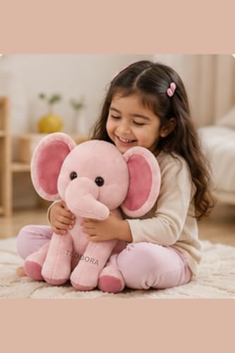 Image of Sitting Elephant Soft Toy for Girls Boys Kids,Black,Elehant Animal Plush Stuffed Baby Teddy Gift Birthday, 23cm