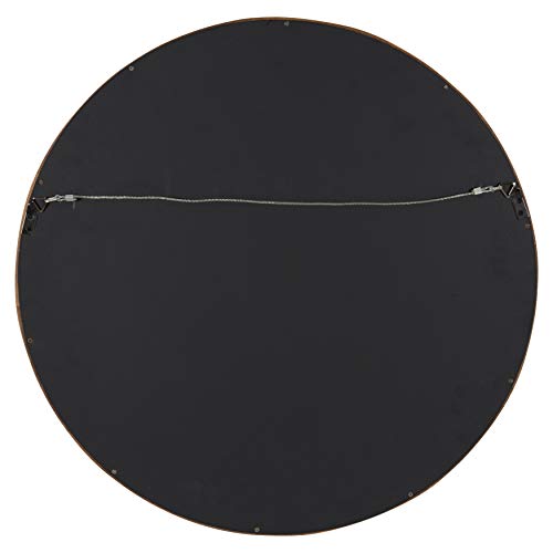 Kate And Laurel Hutton Round Decorative Modern Wood Frame Wall Mirror, 22 Inch Diameter, Walnut Finish #TOP4