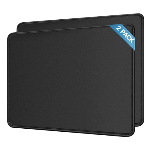 2 Pack Mouse Pads Mousepads Gaming Desk Mat Table Protector for PC Video Game Enthusiasts, Graphic Designers, Animators, Essential Office Accessories for Wired or Wireless Mouses, Computers - Black
