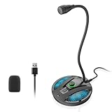 CMOCIIY USB Microphone for PC, Plug & Play Computer Mic with Noise Cancelling & Mute, Flexible Gooseneck Desktop Mic for Podcasting, Streaming, Video Conferences, Compatible with Windows & Mac