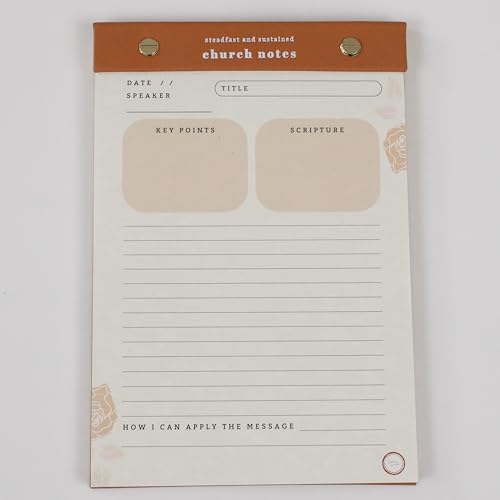 Steadfast and Sustained Church Notes Notepad Sermon & Podcast Christian Notebook Pad - Guided...