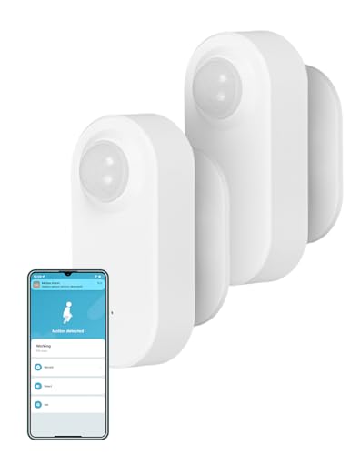 MOES Sensor de Movimiento Inteligente Zigbee, Seguridad para el hogar, Sensor de Movimiento inalámbrico con aplicación de monitoreo Remoto, Control de Voz Compatible con Alexa 2 pcs