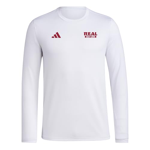 Adidas Mens Real Salt Lake Pre-Game Long Sleeve Soccer T-Shirt,White/Real Salt Lake,Small
