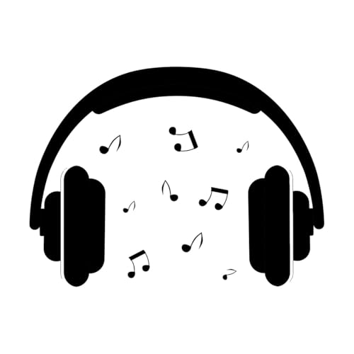 Cuffie con una canzone che riproduce note musicali Adesivi con