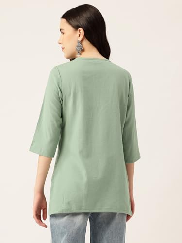 Image of Elegant Short Kurti for Women - 3 /4 Sleeves | Round Neck | (S to XXL)