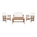 SAFAVIEH Outdoor Collection Rocklin Natural/ Beige 4-Piece Conversation Patio Set with Cushions