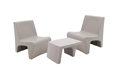 Image of Tramontina Berta Lounge Set, Coffee Table and 2 x Chairs, 3-Pcs Indoor Outdoor Patio Garden Furniture Set, Polyethylene, Easy to Clean, Casa Delta Collection