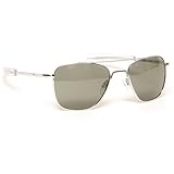 Randolph Aviator Square Sunglasses, 58, Bright Chrome, Bayonet, AGX Lenses