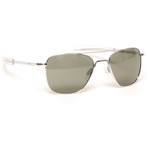 Randolph Aviator Square Sunglasses, 58, Bright Chrome, Bayonet, AGX Lenses