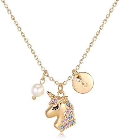 Unicorn Necklace Gifts for Girls.14K Gold Plated Pendant Unicorn ...