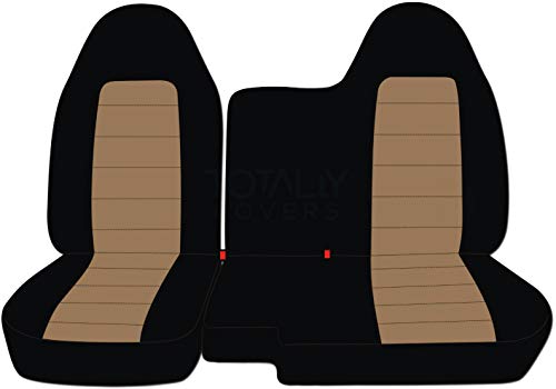 Totally Covers Compatible with 2004-2012 Chevy Colorado/GMC Canyon Two-Tone Truck Seat Covers (Front 60/40 Split Bench) No Armrest: Black and Brown (21 Colors) Chevrolet