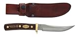 Old Timer 160OT Mountain Lion 9.3in High Carbon S.S. Full Tang Fixed Blade Knife with 5in Clip Point Blade, Black Sawcut Handle, and Leather Belt Sheath for Hunting, Camping, EDC, and Outdoors