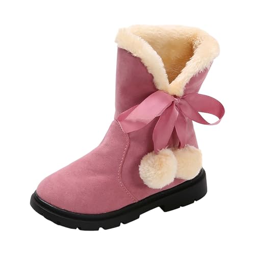 Girls Winter 𝗙𝐮𝗿 Boots Mid-Calf Bowknot Booties Kids Lightweight Warm Plush Soft Velvet Girls Fancy Boots