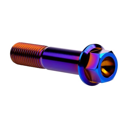 Image of Titanium Bolt M12 30 35 40 45 50 55 60 65 70 75 80 85 90mm Hex Small Flange Head for Motorcycle Car Modification Pack of 4 (M12x55mm Pitch 1.25, Burnt Blue)