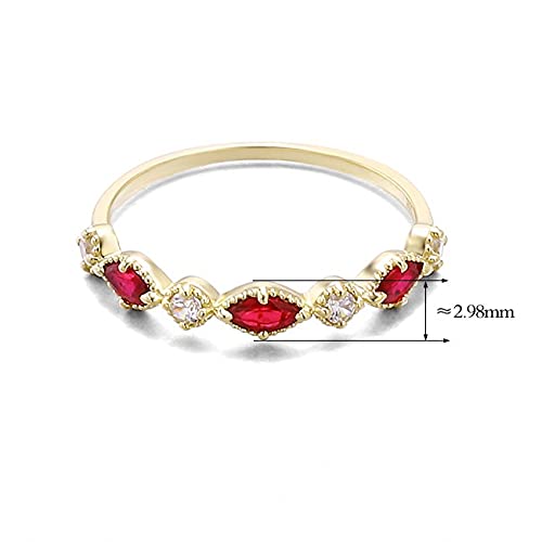 10K 14K Minimalist Ruby Stackable Band Marquise Natural Red Ruby Moissanite Diamond Eternity Wedding Anniversary Milgrain Scallop Stacking Delicate Promise Daily Wear Ring #TOP1