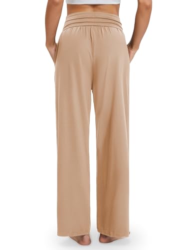 Image of Gracyoga Wide Leg Yoga Pants for Women Casual Loose Cozy Sweatpants High Waisted Lounge Pajama Flowy Pants With Pockets