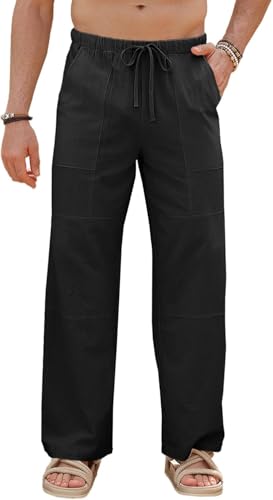 Runcati Herren Hose Baumwolle Straight Leg Yoga Hose Männer Herbst Loose...