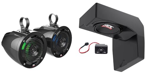 �I�[�f�B�I�Z�[�r���O�o���h��:MTX 10�C���` 500w �p���[�h�A���_�[�V�[�g�T�u�E�[�t�@�[+�G���N���[�W���o���h�� MUD65PL 6.5�C���` 100W �^���[���[���o�[ LED �X�s�[�J�[ �|�����XRZR/ATV/UTV/�W�[�v�p (2�A�C�e��)