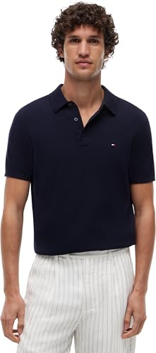 Tommy Hilfiger Herren Poloshirt Kurzarm Essential Cotton Knitted Dick, Blau (Desert Sky), L