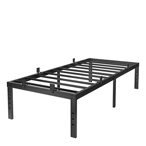 Comasach Xl Twin Bed Frame And 6 Pcs Non Slip Mattress Gaskets, No Box Spring Needed, 14 Inch Black Metal Platform Bed Frames, 2000Lb Heavy Duty Steel Slat Support, Noise Free Mattress Foundation #TOP1