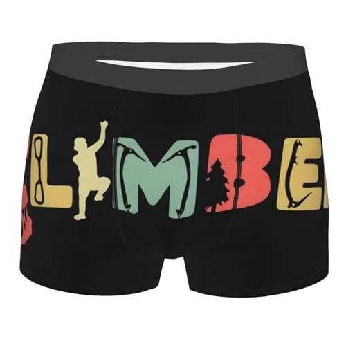 FSALDJKLOQ Retro rock climbing Boxer Briefs Mens Underwear Print Soft