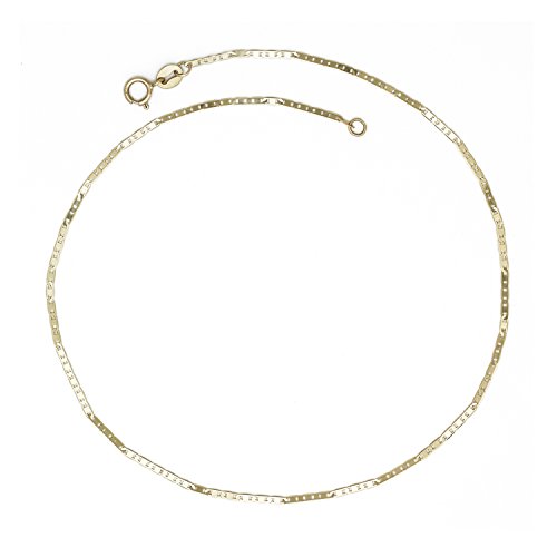 Jewelryweb Solid 10K Yellow Gold 10-inch Thin Flat 1.3mm Mariner Chain Anklet for women and teens Jewelryweb Solid 10K Yellow Gold 10-inch Thin Flat 1.3mm Mariner Chain Anklet for women and teens