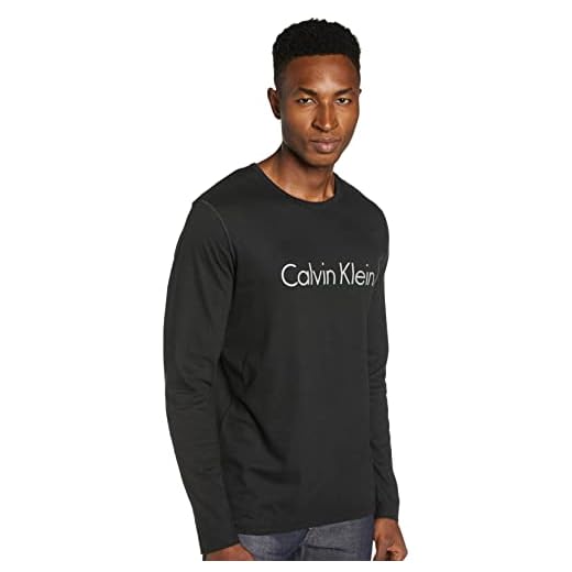 Calvin Klein L/s Crew Neck Camiseta, Negro (Black 001), Medium para Hombre