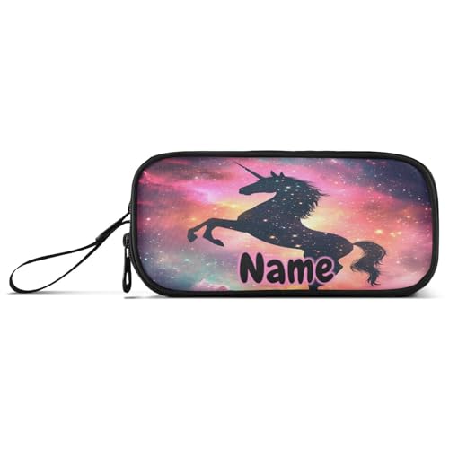 Image of Custom Unicorn Galaxy Sky Pencil Case Box Boys Girls Personalized Name Large Pencil Pouch Stationery Pen Bag Organizer for Kids Adults School Office