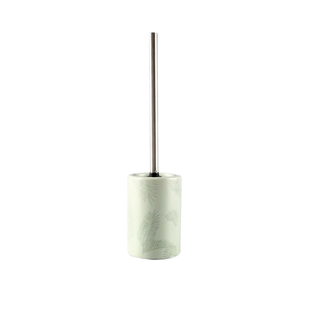 Bathroom Set Stainless Steel Long Handle Toilet Brush Ceramic Green Feather Pattern Floor Mounted Toilet Brushe Round Toilet Brush Set Toilet Brush and Holder Set