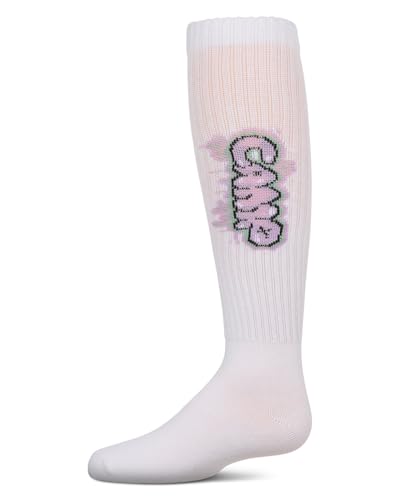 MeMoi Girls Ribbed Cotton Blend Graffiti Camp Knee Sock