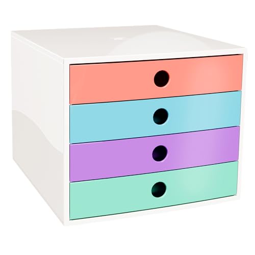 Caisson blanc 4 tiroirs Exacompta FILIBOX bloc de rangement de bureau pour dossier format A4+