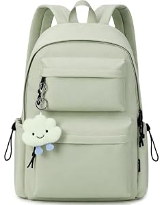 BECOJADDE Rucksack Für Damen Und Mädchen, Passend Für 15,6-Zoll-Laptops, Leicht, Wasserabweisend, Großes Fassungsvermögen, Mit Diebstahlschutzfach, Ideal Für Schule, Uni, Reisen Und Arbeit Grün