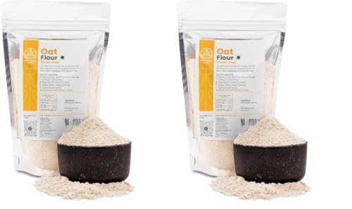 Image of Sattvic Foods Oat Flour /Atta (1.5 kg) | Stone Ground from Whole Grain Oats, Gluten-Free, Low GI Superfood, High in Protein & Fibre | Use in Baking, Rotis, Chilla and Flour Blends (Pack of 2)
