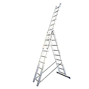 Alumexx Ladder 3-Delig – Schuif-Ladder – Reform-Ladder – Aluminium-Ladder – Hoogwaardig Aluminium (3×9)