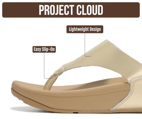 Image of Project Cloud Genuine Leather Women's Sandals - Thong Flip Flops with Plush Soft Insole, Arch Support & Non Slip Outsole - Comfortable Beach & Summer Slides
