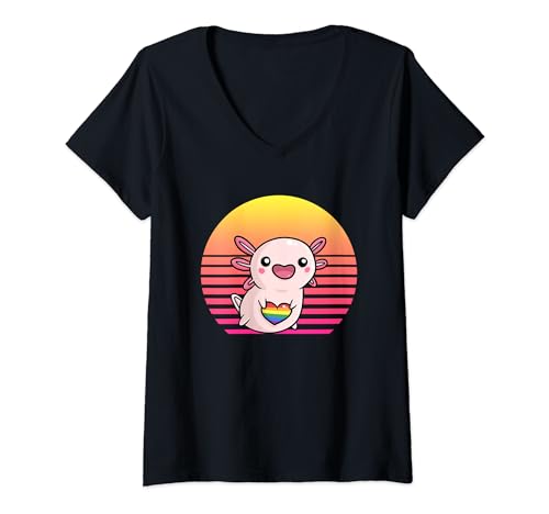 Retro 80s 90s axolotl shirt Cute Axolotl V-Neck T-Shirt