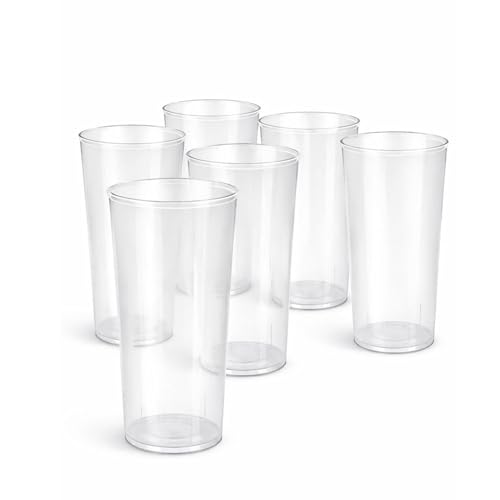 PARENCE- Lot de 6 Verres Tubes Réutilisables 30 cl – Plastique PP Transparent – Gobelets Long Drink Résistants – Usage Quotidien & Événementiel