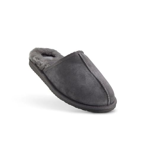 Image of Jacobs & Dalton Unisex Sheepskin Mule Slippers – Soft Fleece Lining for Cozy Year-Round Comfort – Slip-On Design with Durable Non-Slip Rubber Sole – Perfect use for Indoor Sliders - Grey/UK 6