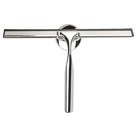 MULING 10” Shower Squeegee with Hook for Shower Glass Door，Premium Shower Squeegee for Glass Doors, Bathroom, Window and Car Glass, Stainless Steel Shower Squeegee Cover
