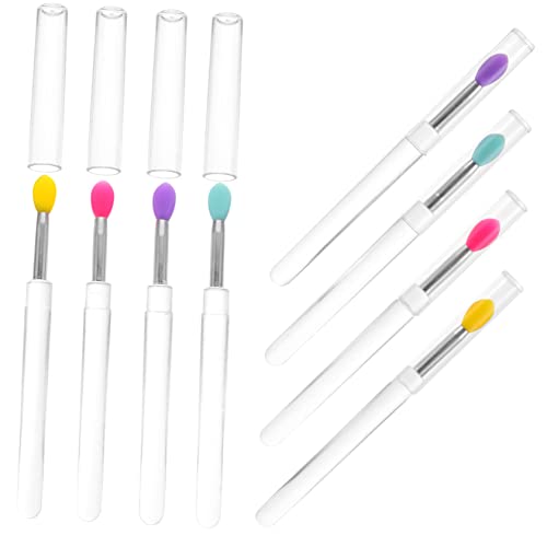 BESTYASH Convenient Lip Brush Applicators Set 8pcs Silicone Lipstick Applicators with Covers
