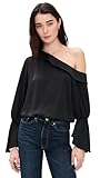 Ramy Brook Women's Sammy One-Shoulder Satin Top, Black, Small