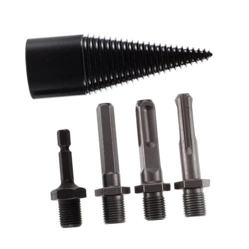 FUTUREORYY 5 pièces Set de Mèches à Acier Haut Foret Fendeur Robuste avec Filetage Profond pour Bûches Outil Polyvalent pour Forêt Camping et Atelier
