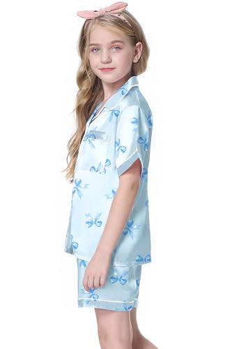 Image of Girls & Womens Satin Pajamas Set, Silk Button-Down Sleepwear 2 Piece Nightwear, 3 Years - Women XXL