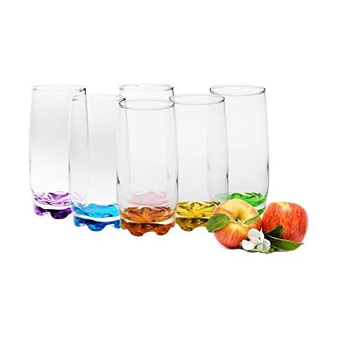 Vasos de Cristal de 350 ml con Base de Colores, Juego de 6 Cover