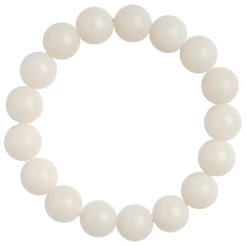 Natural Bodhi Seed Bracelet, 12mm Round White Beads, for Men and Women